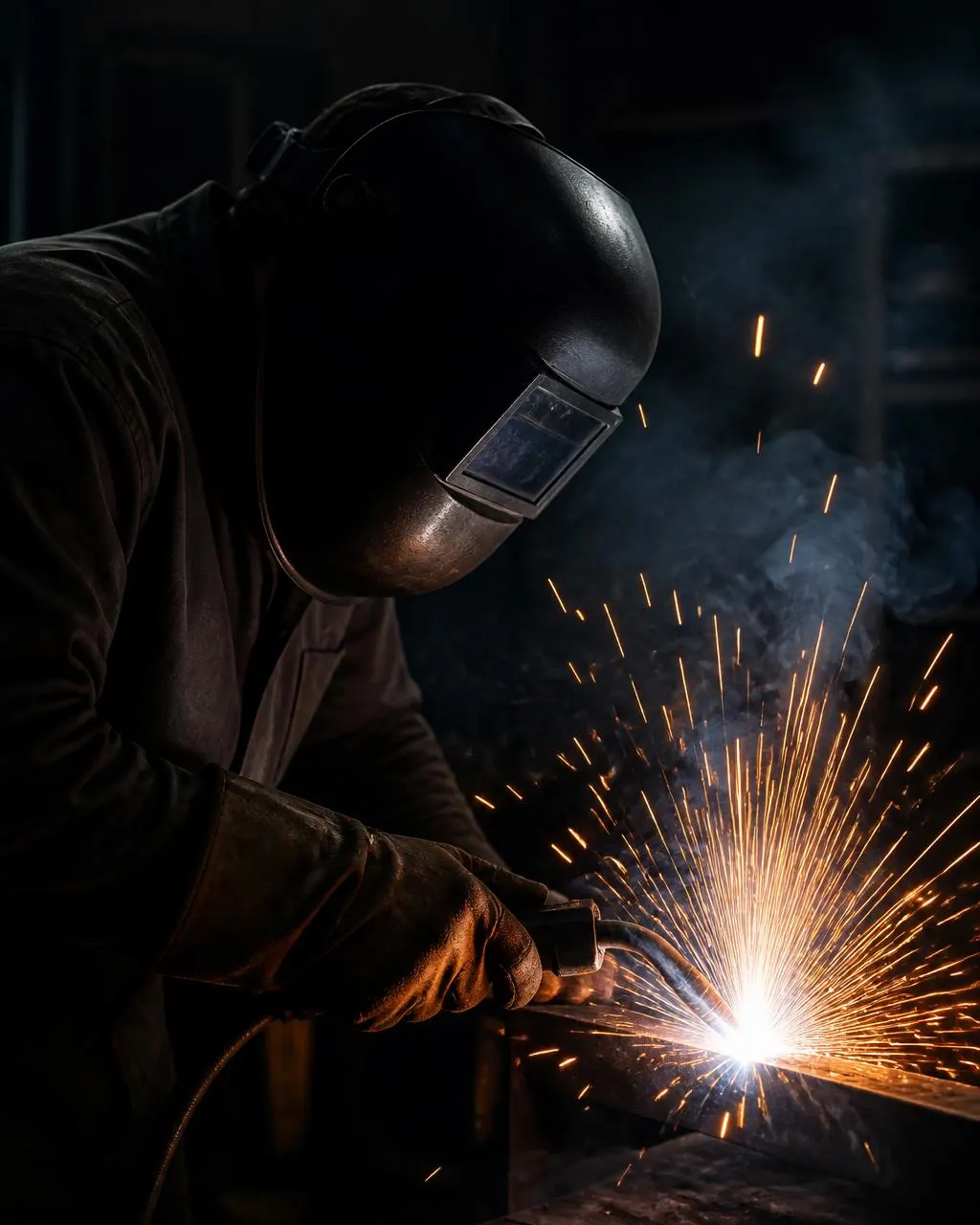 Gecertificeerde MIG/MAG-lasser aan het werk met vonken in werkplaats Roosendaal
